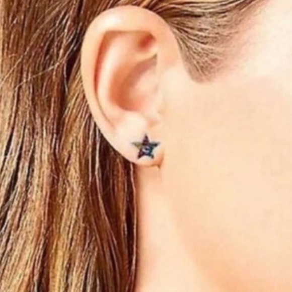 COACH Rainbow Swarovski Crystal Star Earrings - Picture 2 of 4